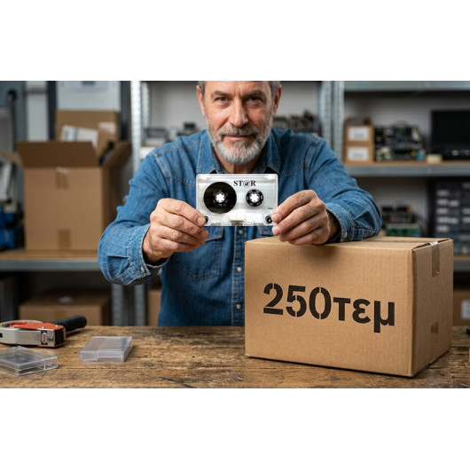 ΚΙΒΩΤΙΟ με ΚΑΣΣΕΤΕΣ ΗΧΟΥ 60ΛΕΠΤΩΝ (250τεμαχια)   ΔΩΡΕΑΝ ΜΕΤΑΦΟΡΙΚΑ