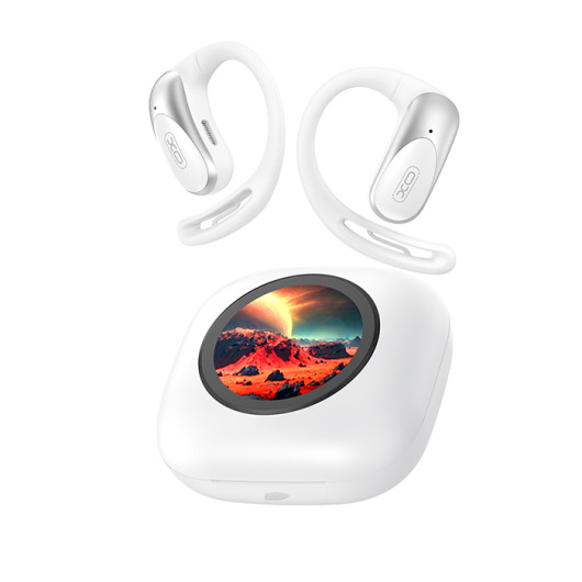 XO G47 WHITE COLORBluetooth ear hook earbuds with LCD display onto the charging case