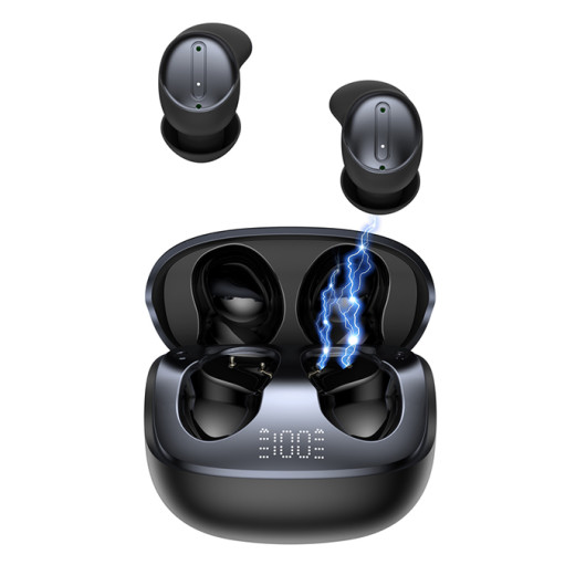 XO G52 BLACK COLORBluetooth ergonomic earbuds with noise cancellation (ANC) suitable for use during sleep, and charging case, in black color