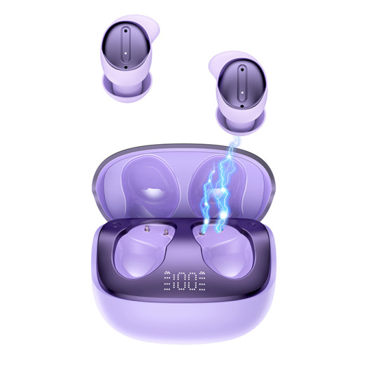 XO G52 PURPLE COLORBluetooth ergonomic earbuds with noise cancellation (ANC) suitable for use during sleep, and charging case, in purple color