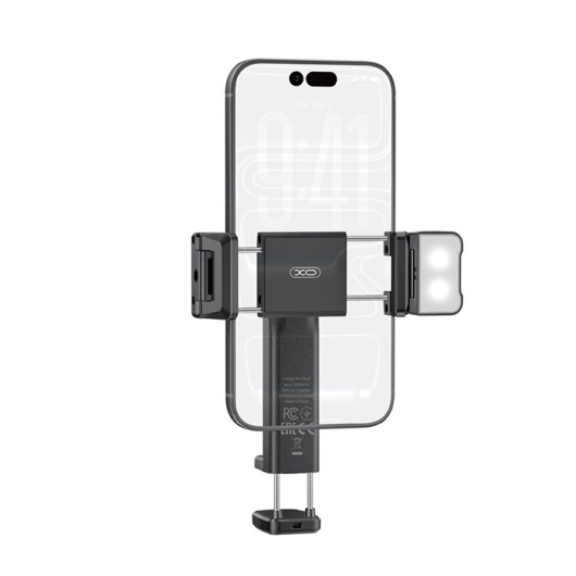XO SS42Portable Smartphone Stand with Adjustable Mounting Clip and Built-in Light