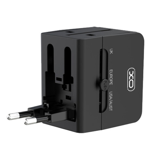 XO WL01Universal Power Adapter and Charger with 3 Foldable Plug Types