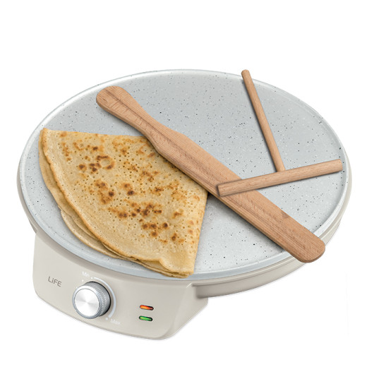 LiFE TERRAZZO Warm Grey SeriesCrepe maker with ceramic coated plate, 1200W